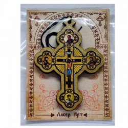 Wooden Color Cross for Car with Prayer for Drivers (8.6x6.3)cm - in the package
