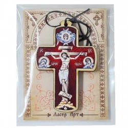 Wooden Cross for Car in Color (8.25x5.6)cm - in the package