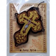 Wooden Cross Color Three Layer for Car (9.4x5.8)cm - in the package