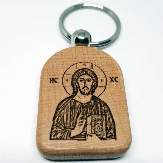 Wooden Key Pendant Lord Jesus Christ (4.7x3.5)cm