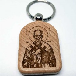 Privezak za ključeve od drveta Sveti Nikola (4.7x3.5)cm - u pakovanju