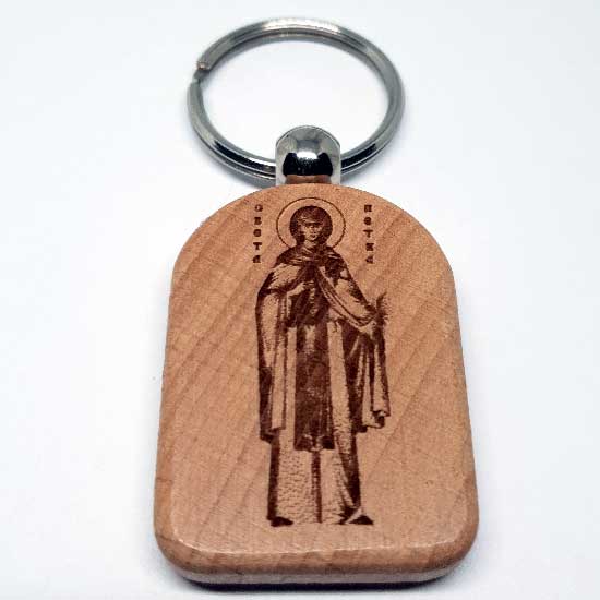 Privezak za ključeve od drveta Sveta Petka - Paraskeva (4.7x3.5)cm - u pakovanju