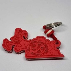Key Pendant made of EVA foam engraved- red white red