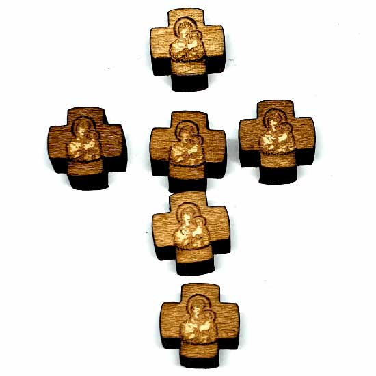 Wooden Cross for Rosaries Virgin Mary whitout a hole (1.3x1.3)cm