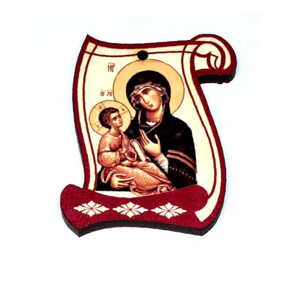 Drveni Blagoslov Bogorodica sa Molitvom za Vozače (6.2x4.9)cm - u pakovanju