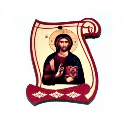 Drveni Blagoslov Gospod Isus Hristos sa Molitvom za Vozače (6.2x4.9)cm - u pakovanju