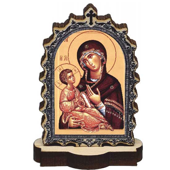Wooden Icon Virgin Mary with Pedestal (9.5x6.1)cm