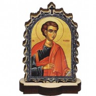 Wooden Icon St. Apostel Thomas with Pedestal (9.5x6.1)cm