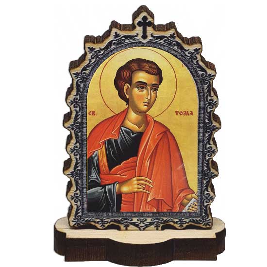 Drvena Ikona Sveti Apostol  Toma sa postoljem (6.2x3.9)cm