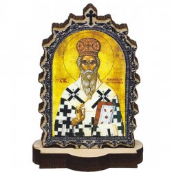 Drvena Ikona Sveti Vasilije Ostroški sa postoljem (6.2x3.9)cm - u pakovanju