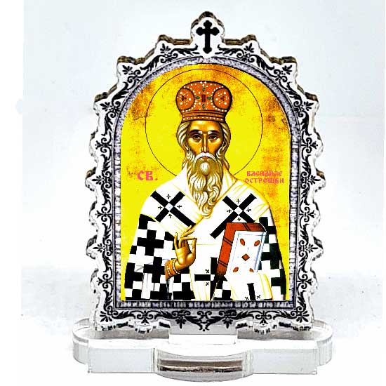 Ikona Sveti Vasilije Ostroški sa postoljem od pleksiglasa (9.5x6.1)cm - u pakovanju