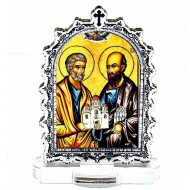 Plexiglass Icon St. Apostles Peter and Paul with Pedestal (6.2x3.9)cm