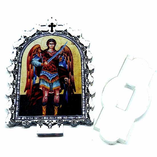 Ikona Sveti Arhangel Mihailo sa postoljem od pleksiglasa (6.2x3.9)cm - u pakovanju