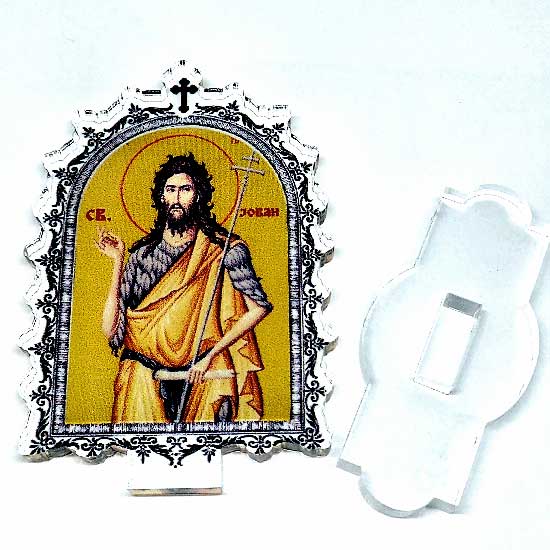 Ikona Sveti Jovan Krstitelj sa postoljem od pleksiglasa (9.5x6.1)cm - u pakovanju