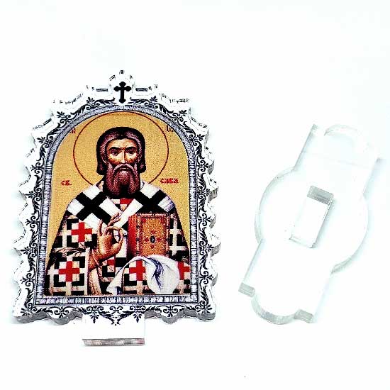 Ikona Sveti Sava sa postoljem od pleksiglasa (9.5x6.1)cm - u pakovanju