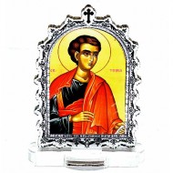 Plexiglass Icon St. apostel Thomas with Pedestal (9.5x6.1)cm