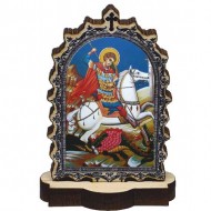 Wooden Icon St. Georg with Pedestal (9.5x6.1)cm