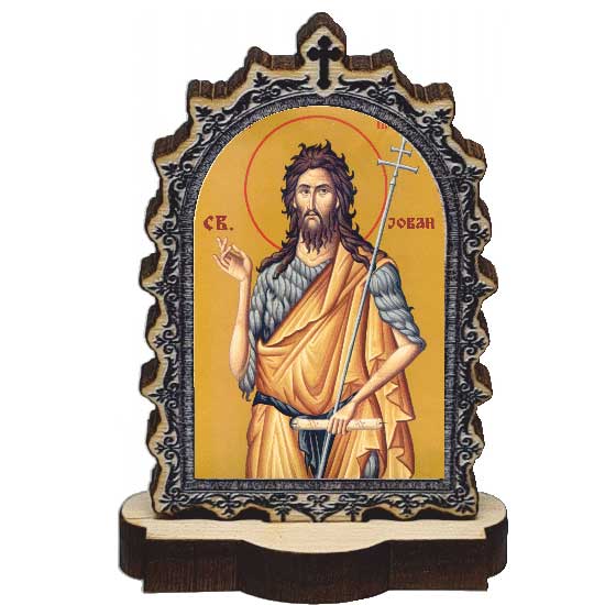 Drvena Ikona Sveti Jovan Krstitelj sa postoljem (9.5x6.1)cm - u pakovanju