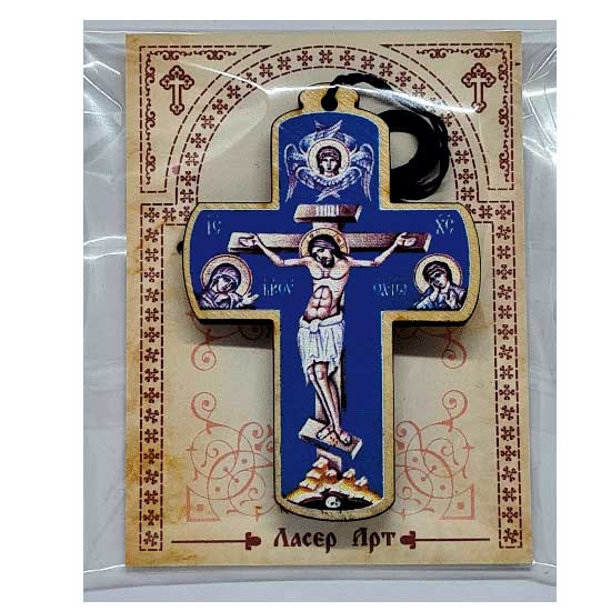 Wooden Cross for Car in Color (8.25x5.6)cm
