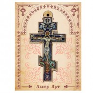 Wooden Cross for Car Russian with Sticker  (8x4.2)cm