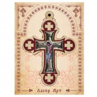 Wooden Cross for Car with Sticker (8.2x5.9)cm