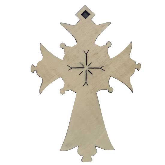 Wooden cross with sticker St. Georg (5.6x4)cm - in the package