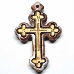 Wooden cross with a marble of polystyrene frame (3.6x2.3)cm