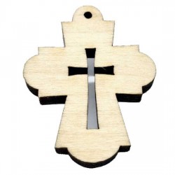 Wooden Engraved Cross (3.6x2.8)cm - in the box