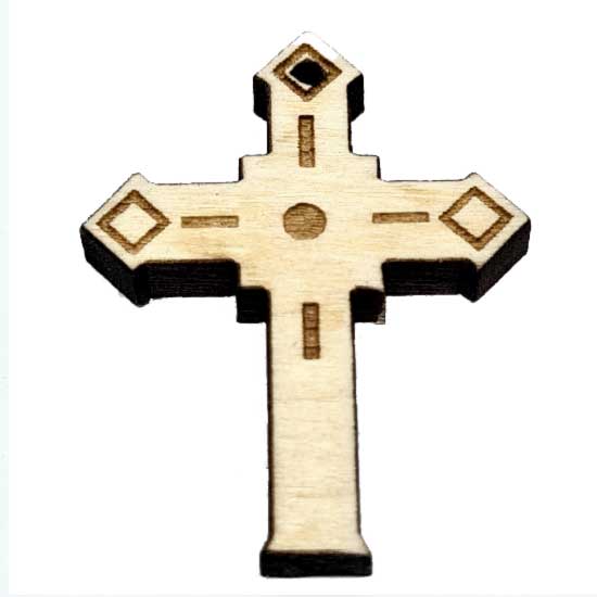 Wooden Engraved Cross (3.4x2.7)cm - in the box