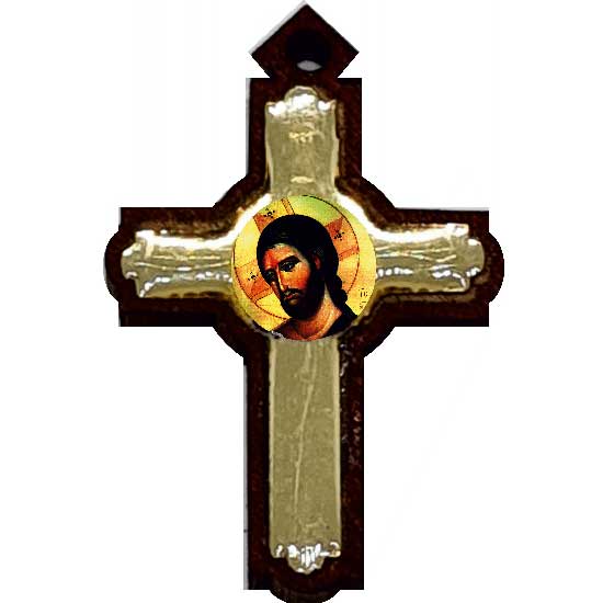 Drveni krstić sa stikerom Gospod Isus Hristos (3x2)cm