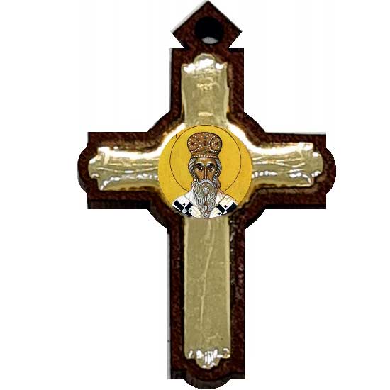 Drveni krstić sa stikerom Sveti Vasilije Ostroški (3x2)cm - u kutiji