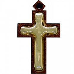 Wooden cross with sticker (2.7x1.6)cm - in the box