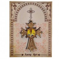 Wooden cross with sticker St. Basil of Ostrog (5.6x4)cm